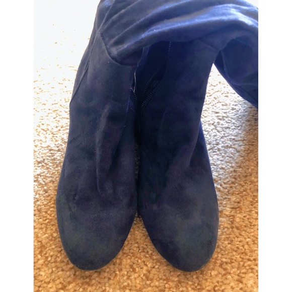 Aldo Blue Velour Knee High Boots Size 5 - Picture 2 of 3